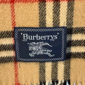 Burberrys Vintage Tan and Red Checkered Fabric Scarf Unisex GUC